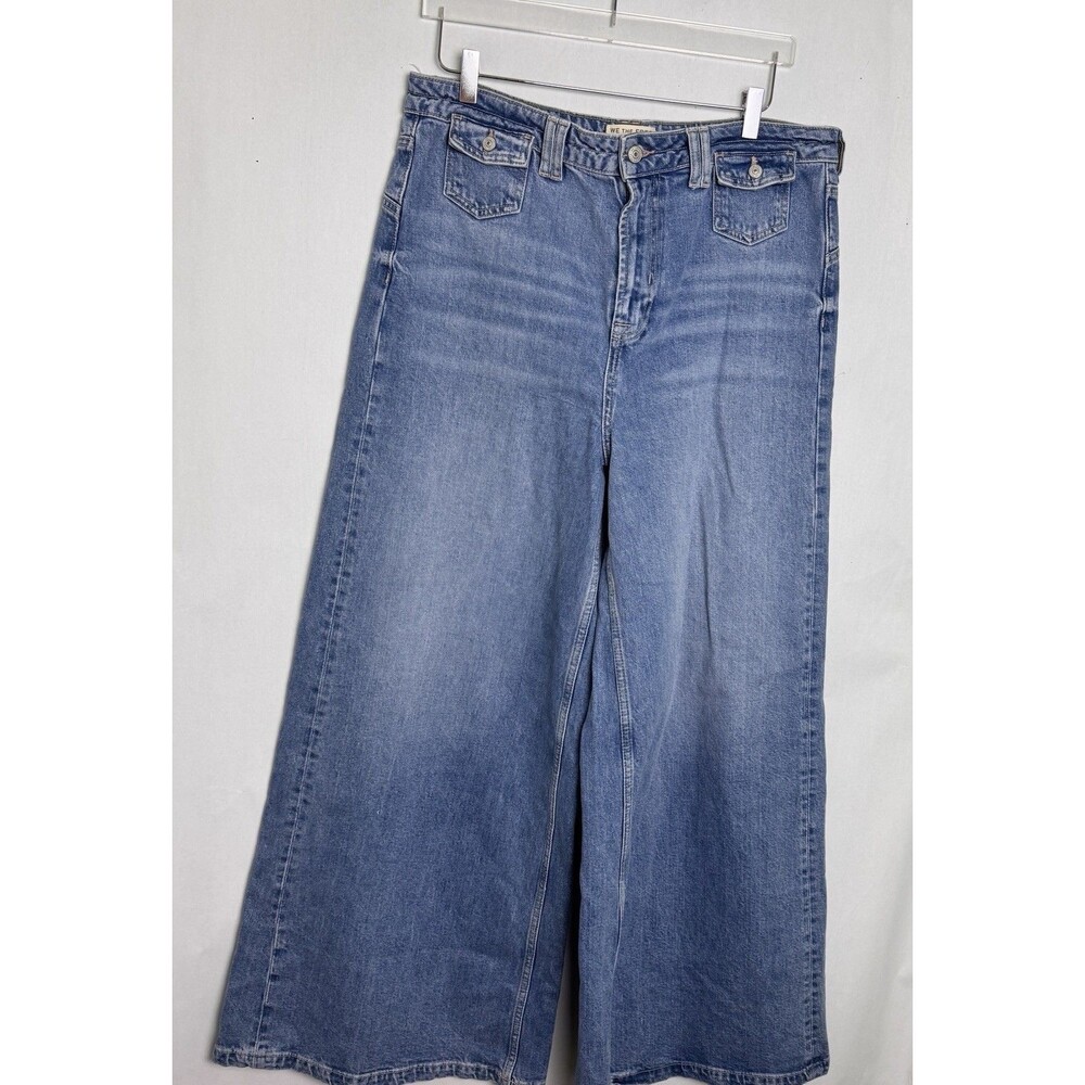 We The Free Women’s Wide-Leg Jeans High Rise Medium Wash Blue Denim 33